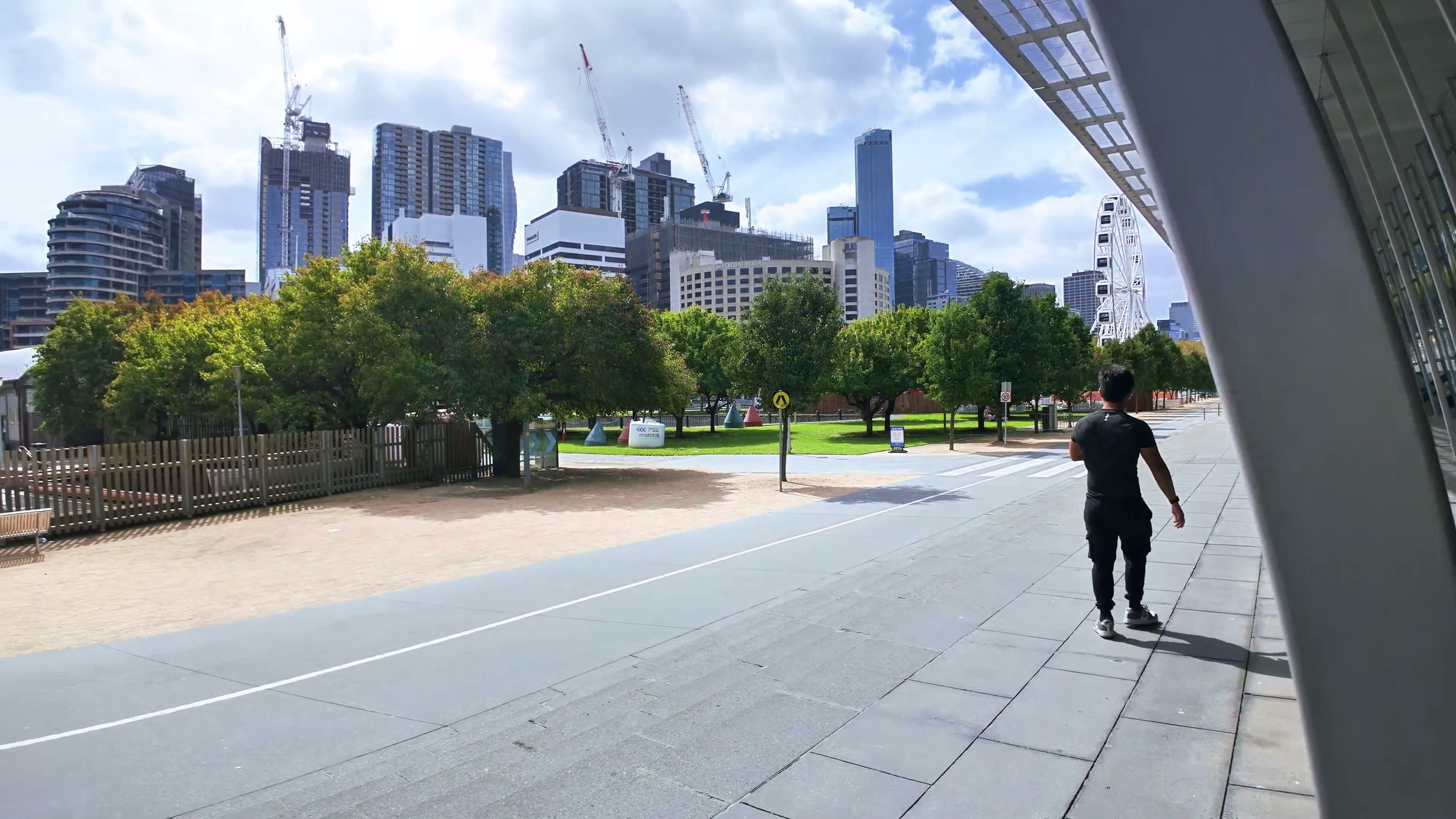 A real 4K film still of contemporary public architecture in Melbourne